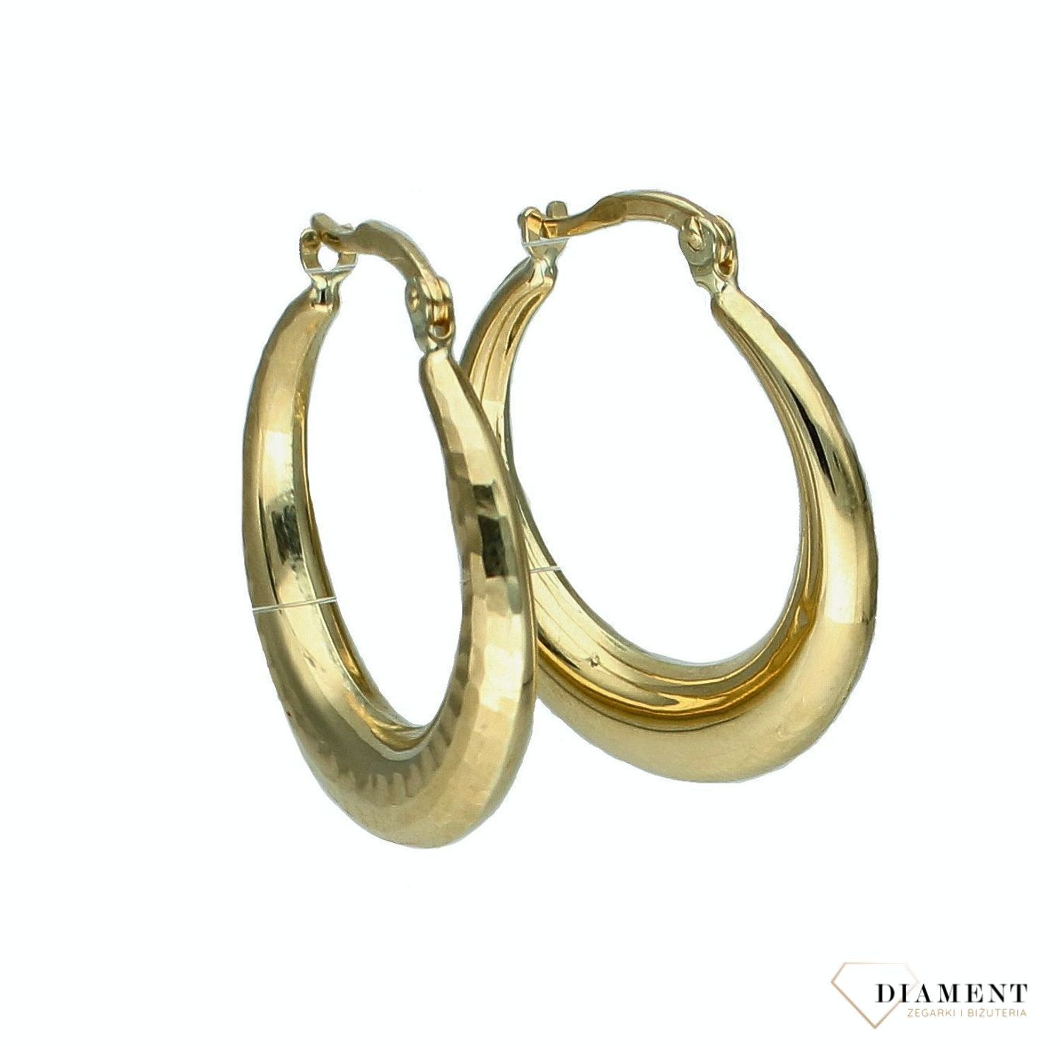 Złote kolczyki damskie 375 kółeczka z delikatnym grawerem 2,5 cm KL 4606A 375 (1).jpg